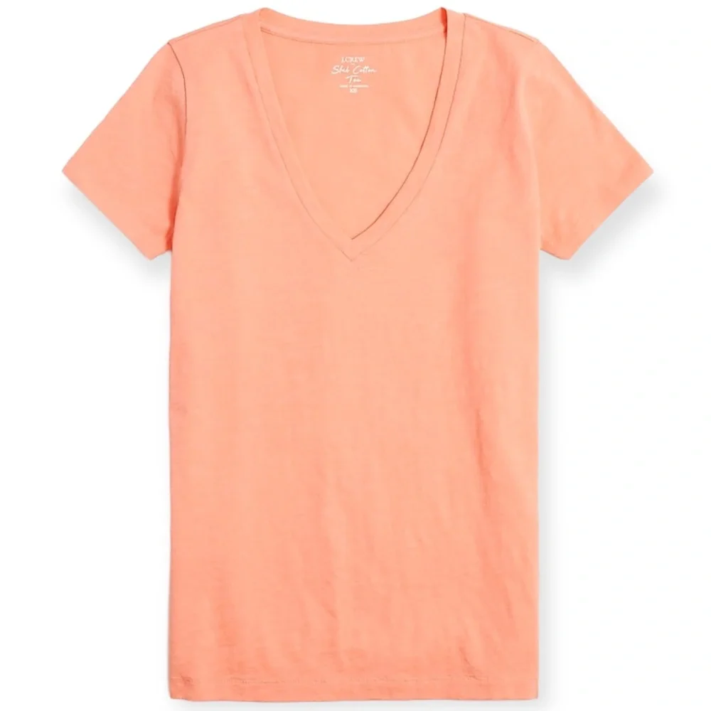 J. CREW Tee Vintage Slub Cotton Pale Guava V-Neck Short Sleeve T-Shirt NWT - Picture 12 of 12